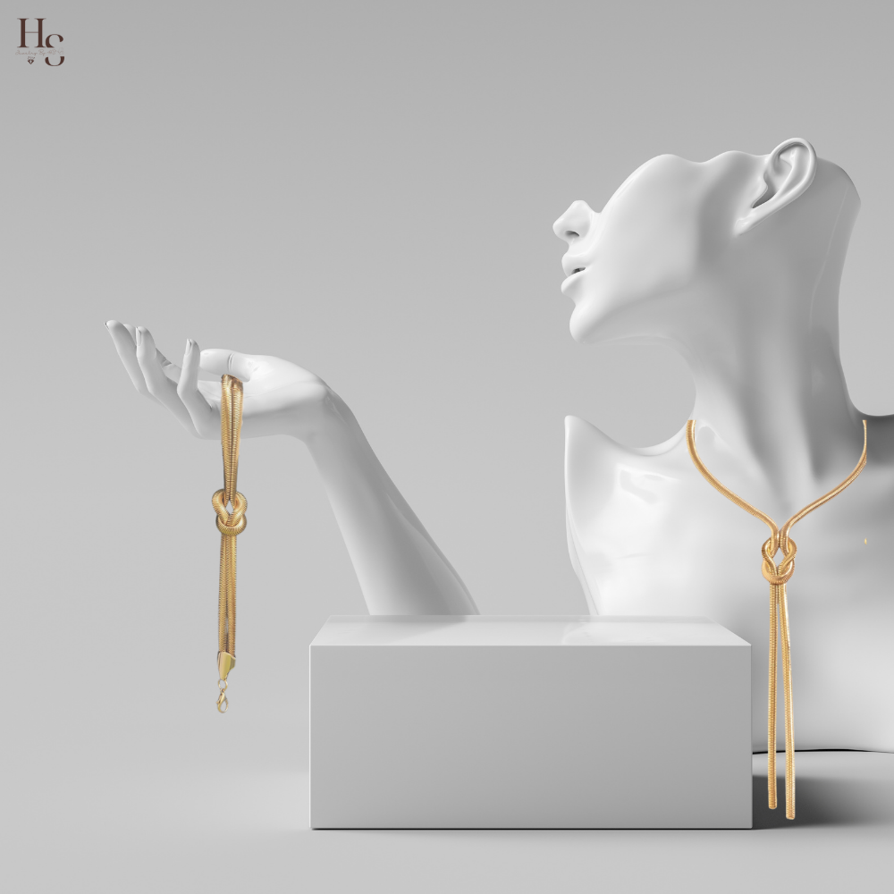 Sarena – Set Collier & Bracelet Serpent Twist Doré Vintage
