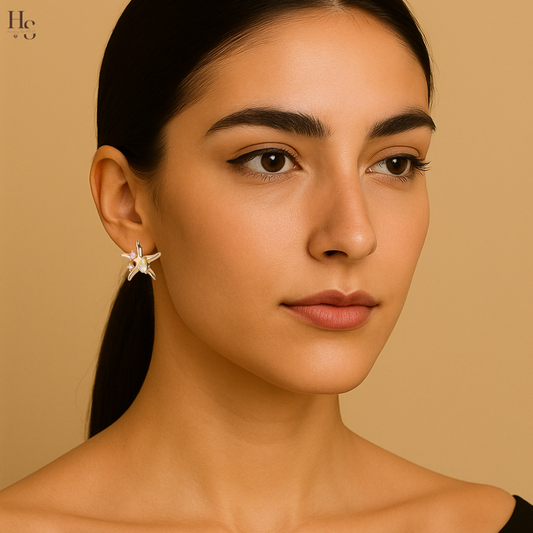Stellaria - Boucles d’Oreilles Clous Étoile & Étoile de Mer en Zircon